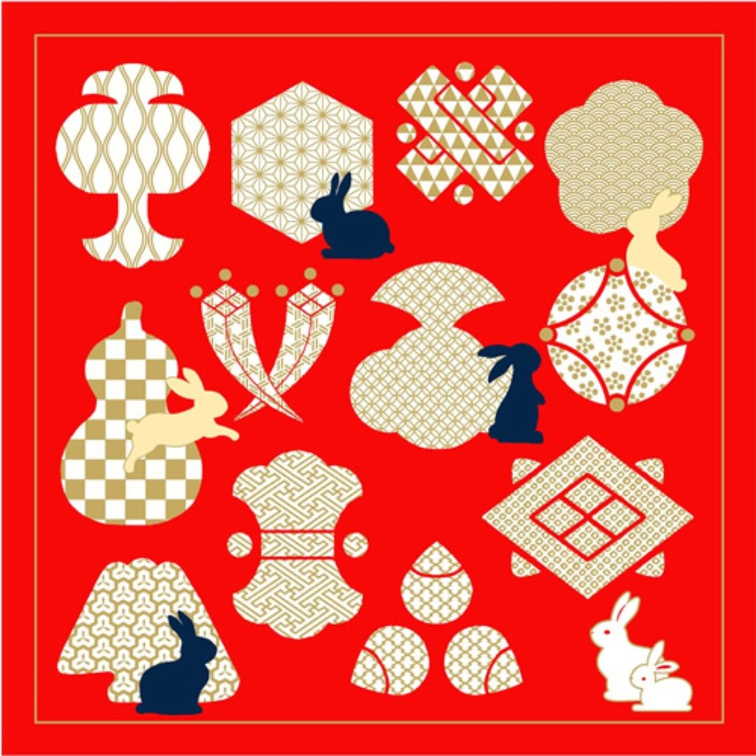 京都风吕敷包巾-癸卯兔 中巾-满满宝藏 - 摆饰 - 棉 