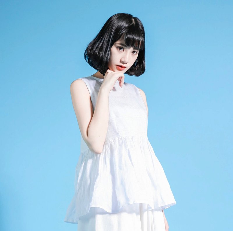 SU:MI said Bubble 浪漫泡泡波浪背心_6SF011_白 - 女装背心 - 棉．麻 白色