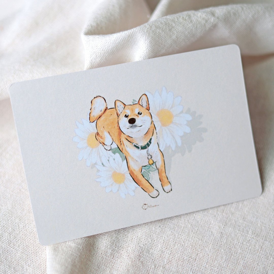 柴犬明信片卡片 万用卡 柴犬 柴柴 插画 周边 原创 - 卡片/明信片 - 纸 橘色