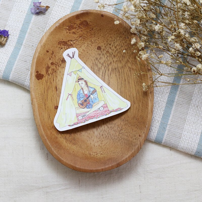 露营音乐会 乌克丽丽女孩 贴纸 - 贴纸 - 纸 