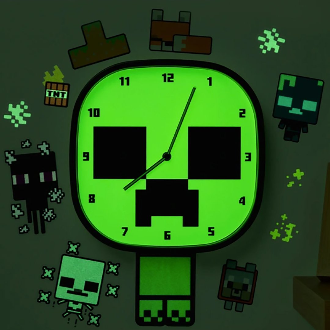 【新年预购商品】官方授权Minecraft创世神苦力怕夜光挂墙钟 - 时钟/闹钟 - 塑料 多色