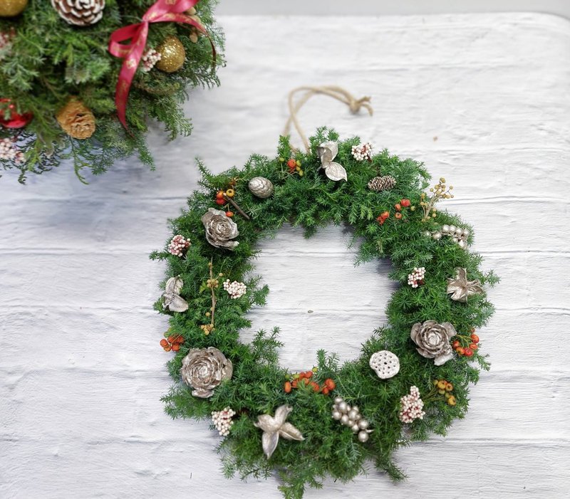 新鲜雪松圣诞花圈(限台北县市) - 摆饰 - 植物．花 绿色