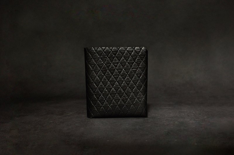 UNIC菱格纹垂直短夹/Vertical Wallet/经典铆钉皮夹【可定制化】 - 皮夹/钱包 - 真皮 黑色