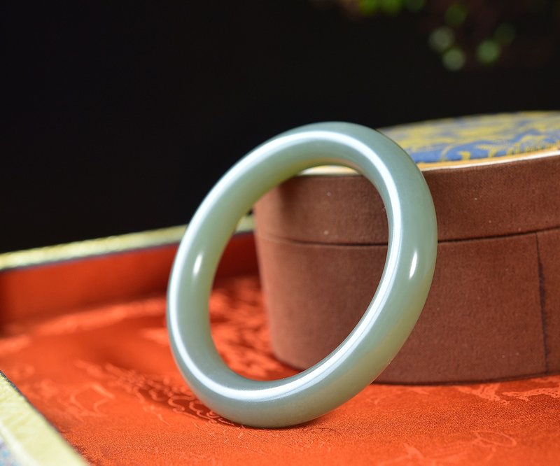 天然和田玉且末蓝手镯 圈口56.67mm 玉质细腻温润 - 手链/手环 - 玉石 