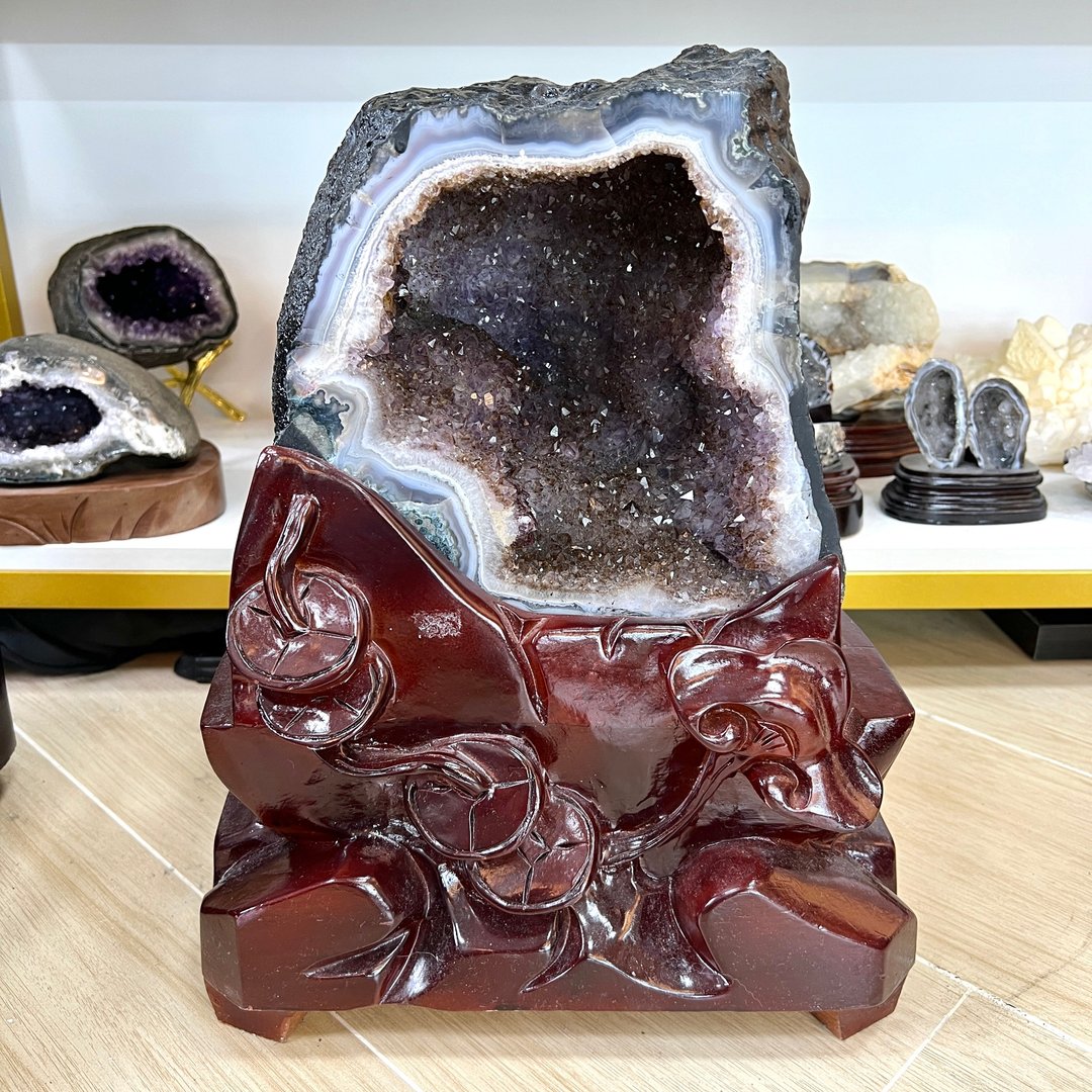 紫钛晶洞连订造底座 | 水晶 | 水晶洞 | 水晶摆件 - 摆饰 - 水晶 紫色