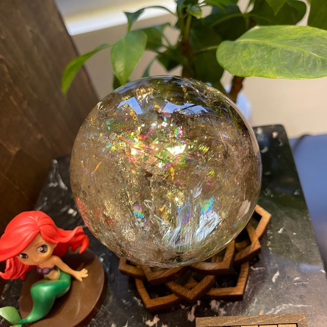 8.5cm 彩虹 黄水晶球 家居摆设 自信 财富 店铺摆设 家居摆设 - 摆饰 - 水晶 黄色
