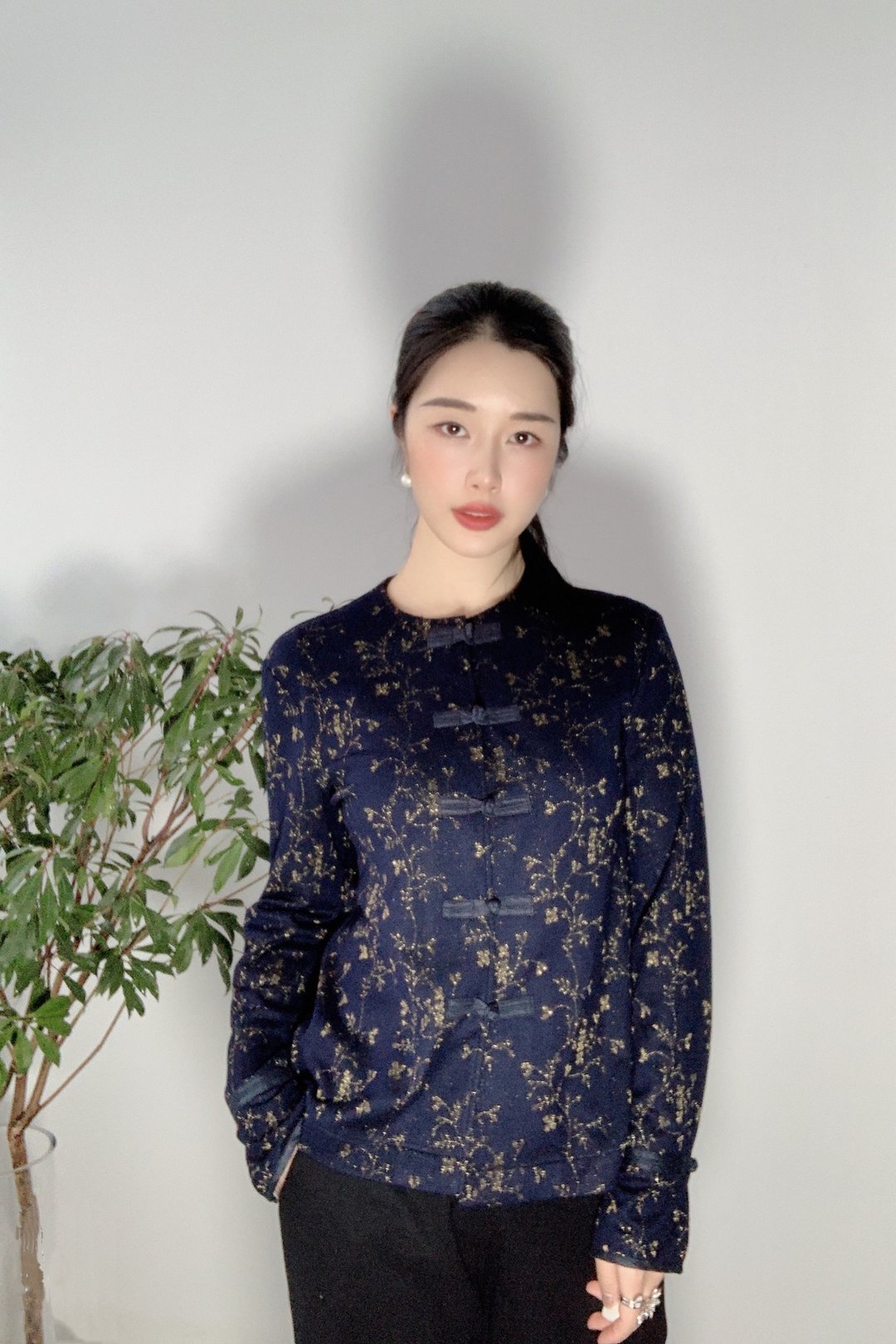 旗袍式上衣 开衫新中式女装上衣 手工盘扣 柔软弹力 - 女装上衣 - 其他材质 蓝色