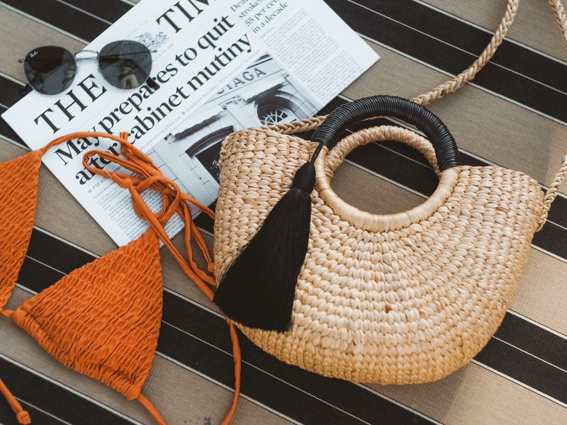 Charlotte S Straw bag - 手提包/手提袋 - 其他材质 卡其色
