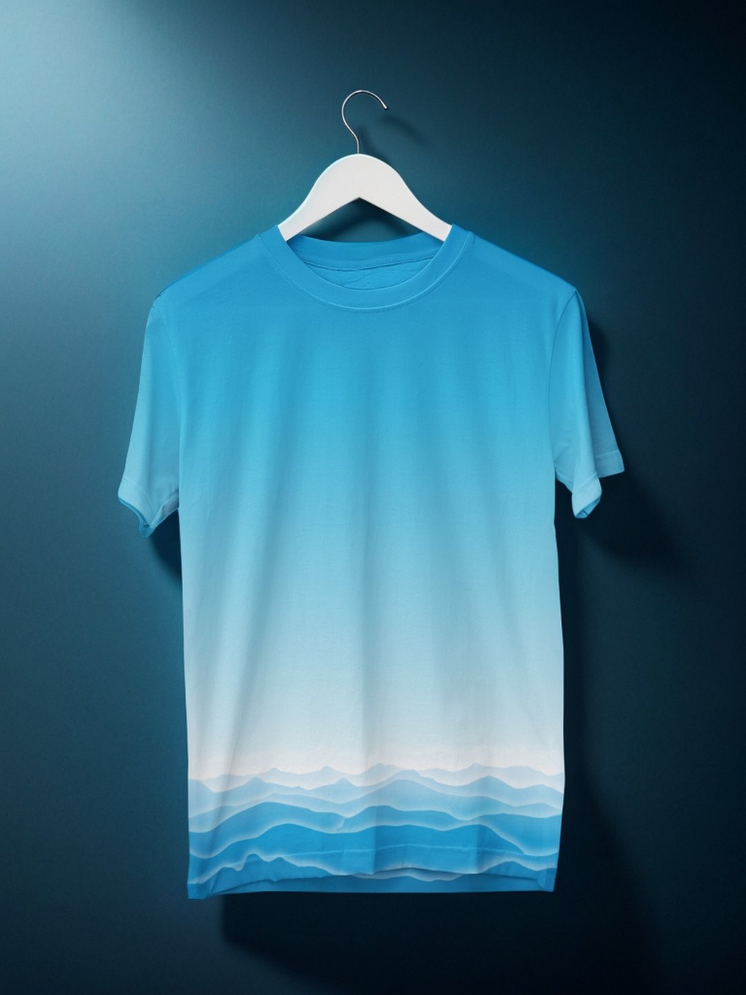 山系短袖 T Shirt 蓝色群山 原创设计 速干物料 - 女装运动衣 - 聚酯纤维 