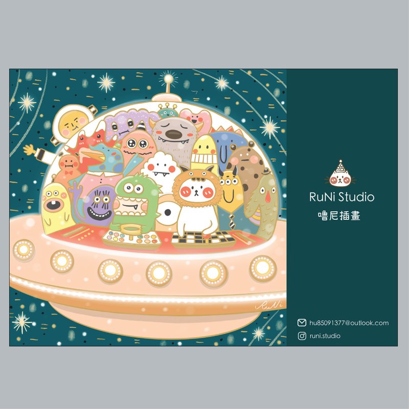 【噜尼插画】噜尼猫的初次开飞船记 |明信片 - 卡片/明信片 - 纸 白色