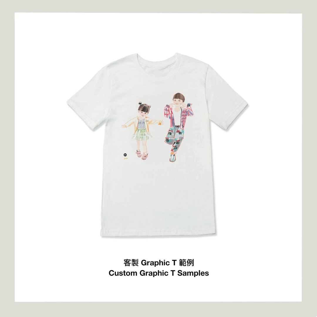 【加购选项】定制似颜绘 纯棉 T恤 / T-shirt【咏丹集】 - 女装 T 恤 - 棉 白色