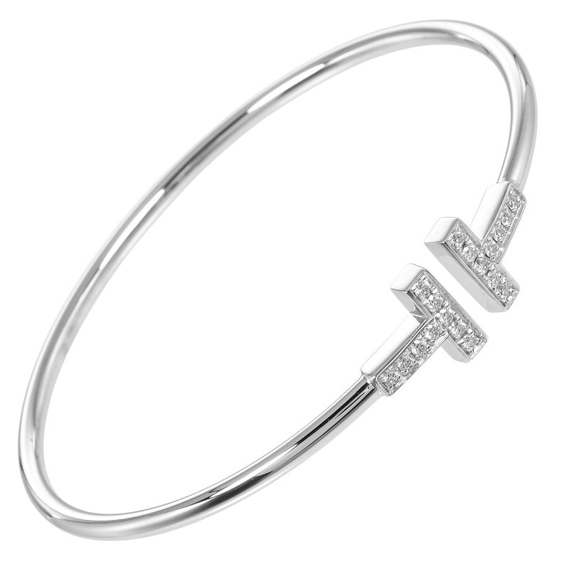 【日本直送】蒂芙尼 T Wire 手链 K18WG 白K金 钻石 约 9.12g TIFFANY&Co.【二手】A+ 级 - 手链/手环 - 贵金属 银色