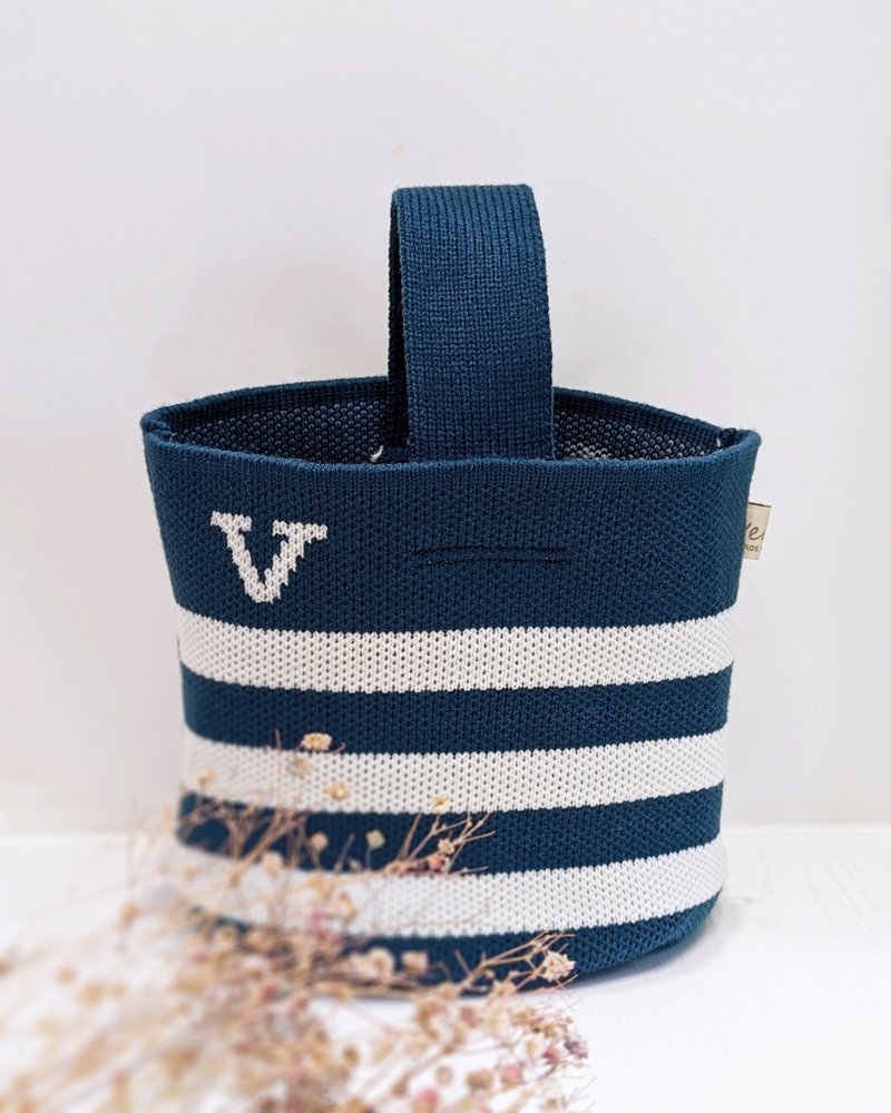 Venus手提袋-礼物-条纹蓝-便当袋-饮料袋-早餐袋-环保袋-交换礼物 - 手提包/手提袋 - 聚酯纤维 蓝色