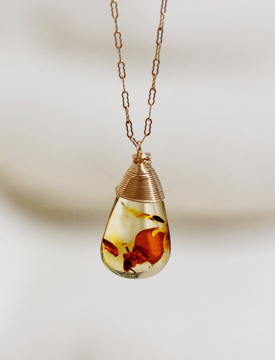 14K包金 GF 波罗的海琥珀锁骨链 No.3 ( 14K GF Amber Necklace ) - 锁骨链 - 宝石 