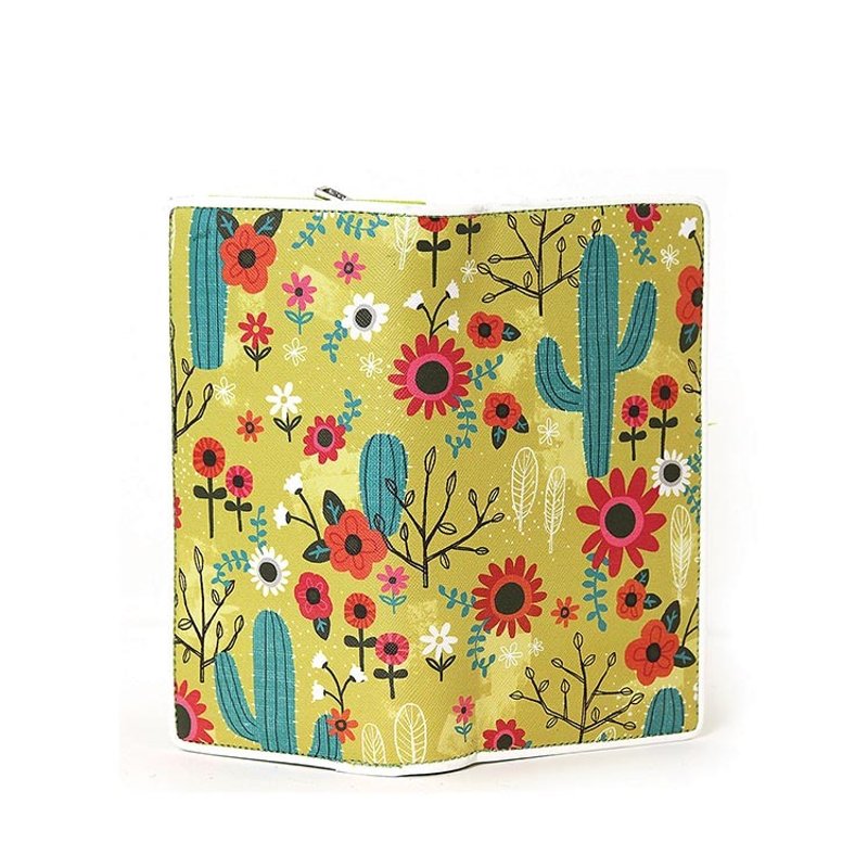 Ashley. M 爱雪莉 Anne Was Here—美国设计仙人掌花朵转印童趣十字纹长夹A66023UB - 皮夹/钱包 - 真皮 黄色