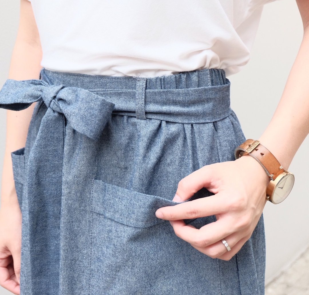 Ribbon Skirt : Jean Chambray - 裙子 - 其他材质 蓝色