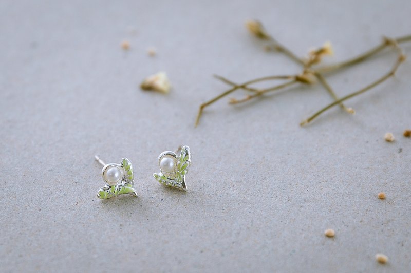 花朵系列 - 露水 造型针式耳环  (ERIJA1015E) - 耳环/耳夹 - 银 绿色