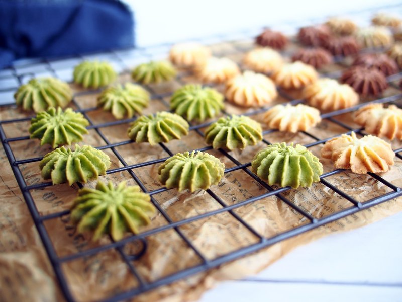 圣诞节 雪花曲奇 原味x2 可可x1 伯爵x1 - 手工饼干 - 新鲜食材 多色