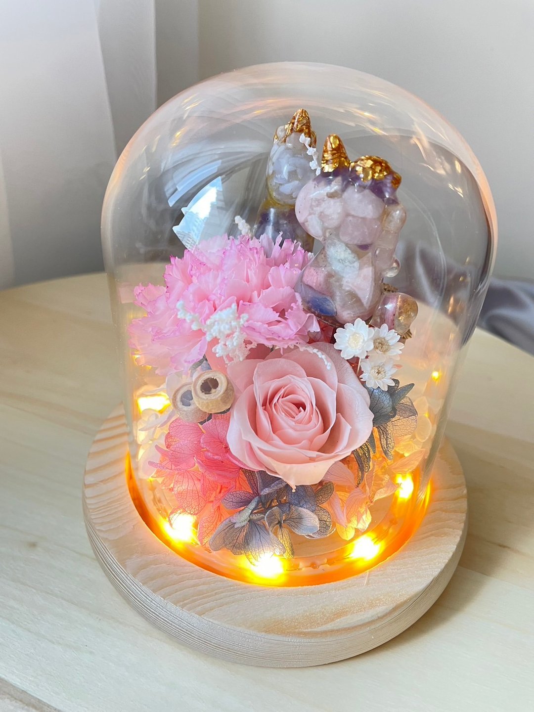 召唤无限好运 独角兽水晶永生花盅 母亲节康乃馨花盅 - 摆饰 - 宝石 