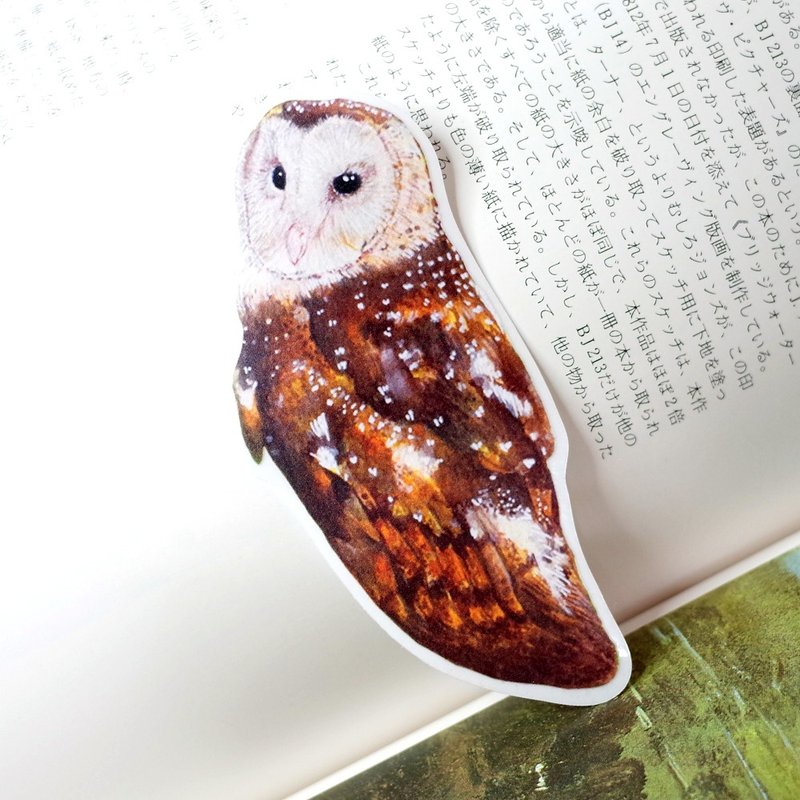 台湾特有亚种 东方草鸮 绘画PVC防水大贴纸 - 贴纸 - 防水材质 咖啡色