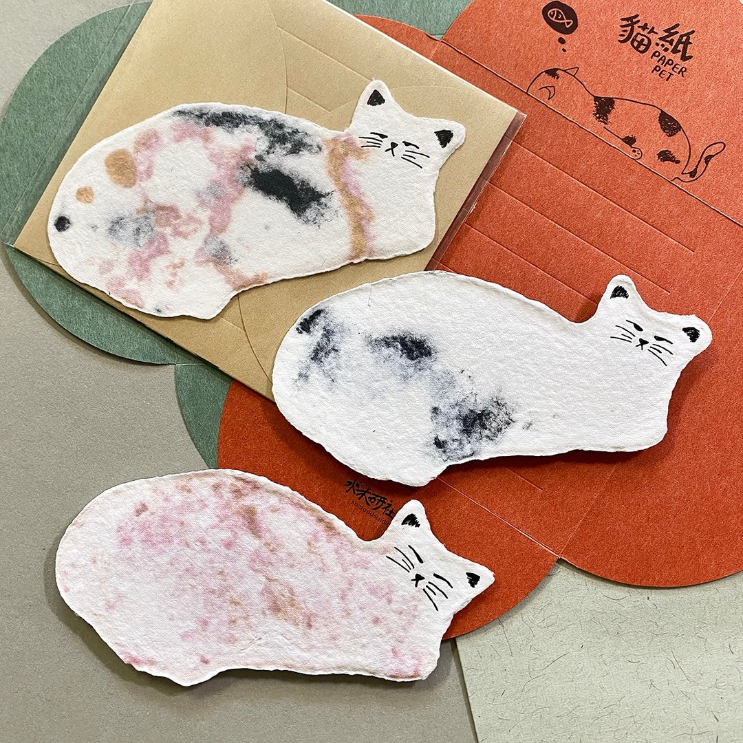 猫纸 Zoe 手工纸心意卡 - 卡片/明信片 - 纸 灰色