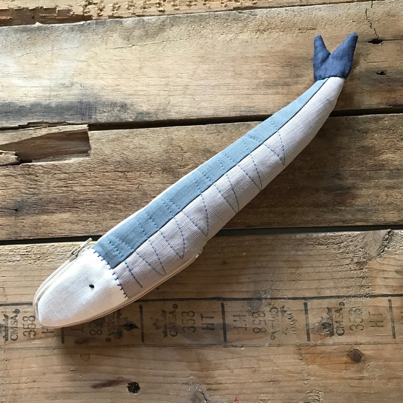 秋刀鱼/餐具袋 - 收纳用品 - 棉．麻 蓝色