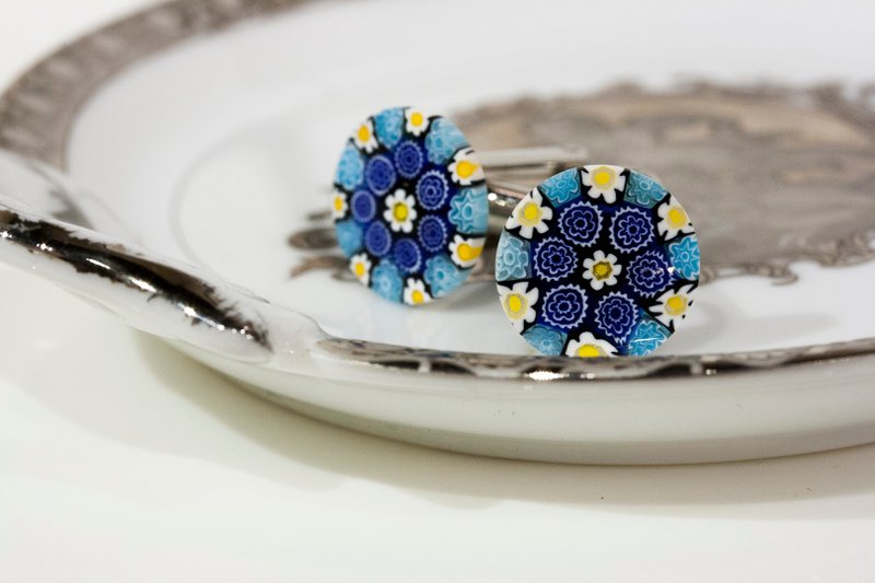 ITA BOTTEGA【Made in Italy】MURANO 千花袖扣 - 袖扣 - 玻璃 蓝色