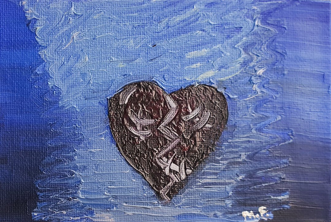 Heart Painting Blue Abstract Original Art Human Heart Love New York Wall Art - 海报/装饰画/版画 - 其他材质 蓝色