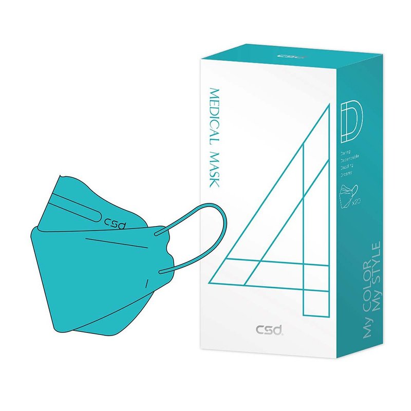 CSD 中卫 医疗口罩-成人立体-4D月河蓝 (20片/盒) - 口罩 - 其他材质 蓝色