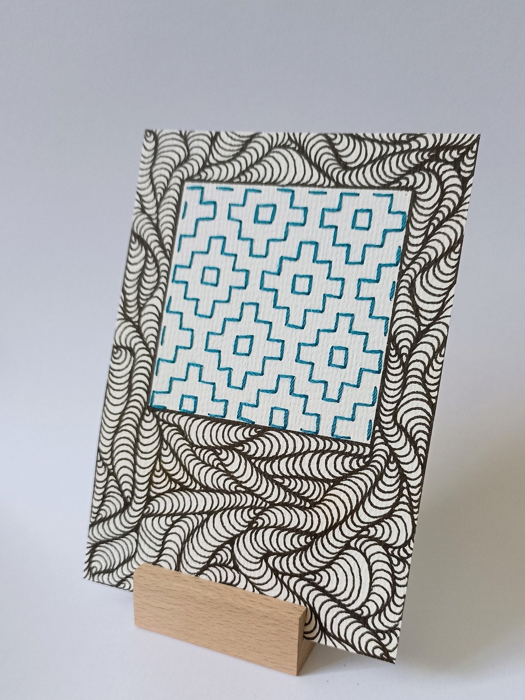 手工 Sashiko 刺绣贺卡   日式灵感 - 卡片/明信片 - 纸 
