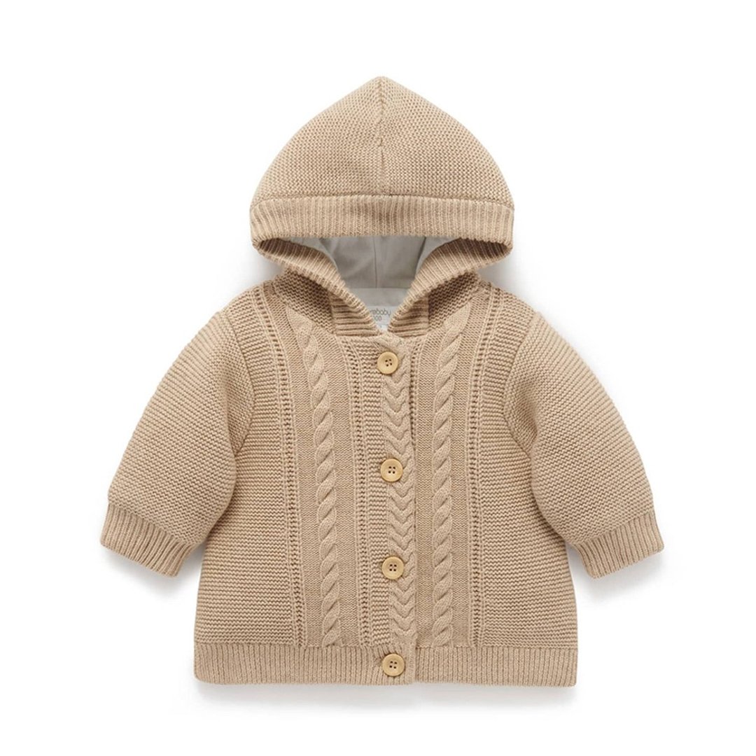 澳洲Purebaby有机棉婴童铺棉针织外套6M~2T 奶茶色 - 童装外套 - 棉．麻 