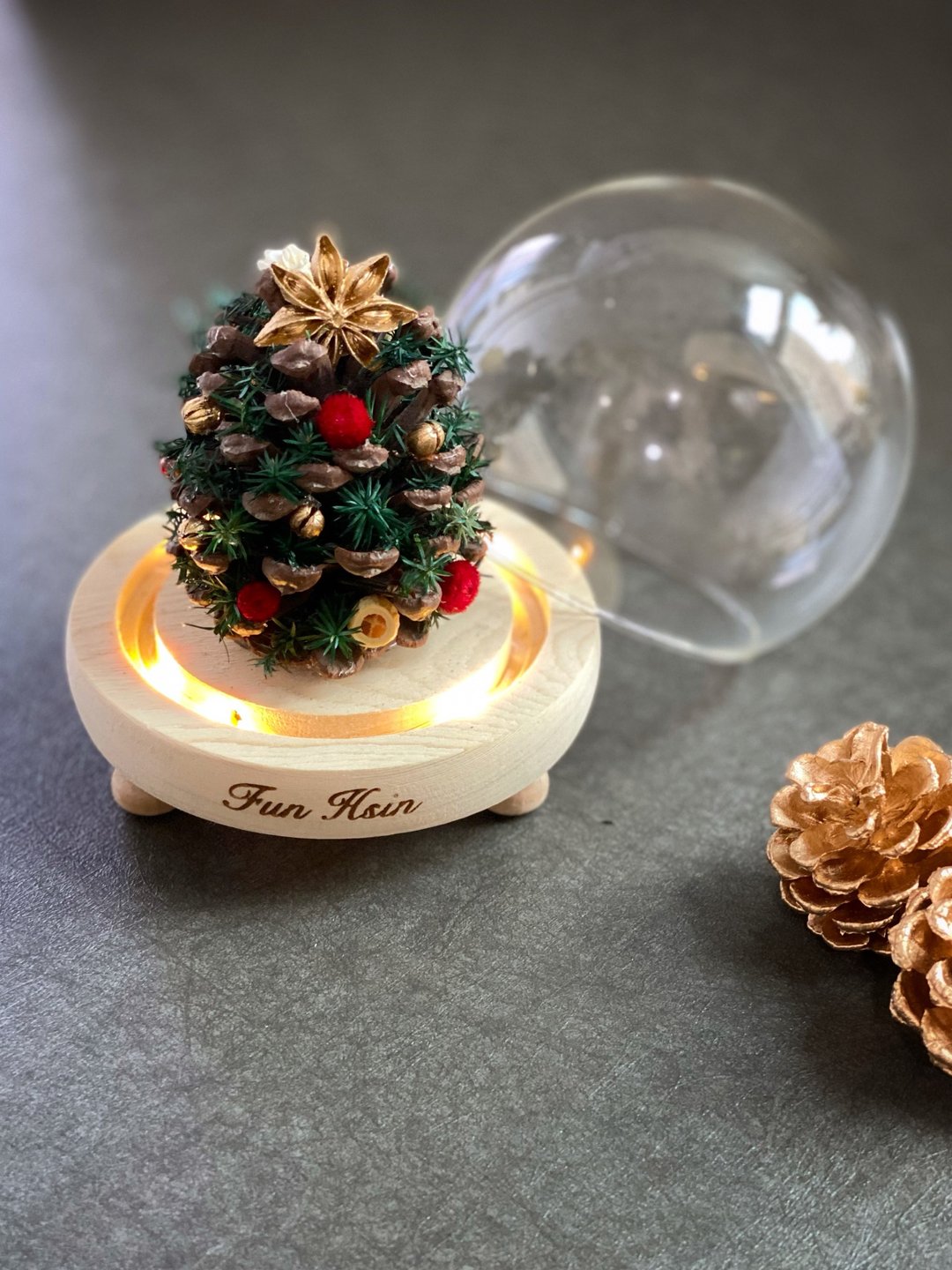 松果圣诞树 不凋雪松耶诞树  夜灯 圣诞节礼物 交换礼物 - 干燥花/捧花 - 植物．花 绿色