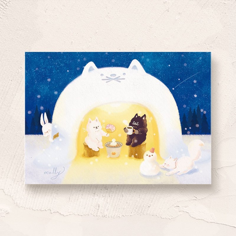 postcard-咖啡时光系列-雪屋 - 卡片/明信片 - 纸 多色