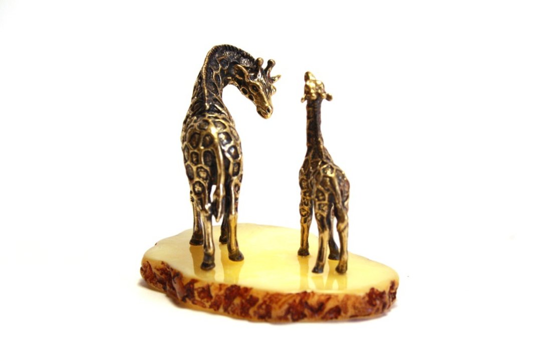 Giraffe miniature statue of bronze - miniature statue of brass, metal figurine - 摆饰 - 铜/黄铜 