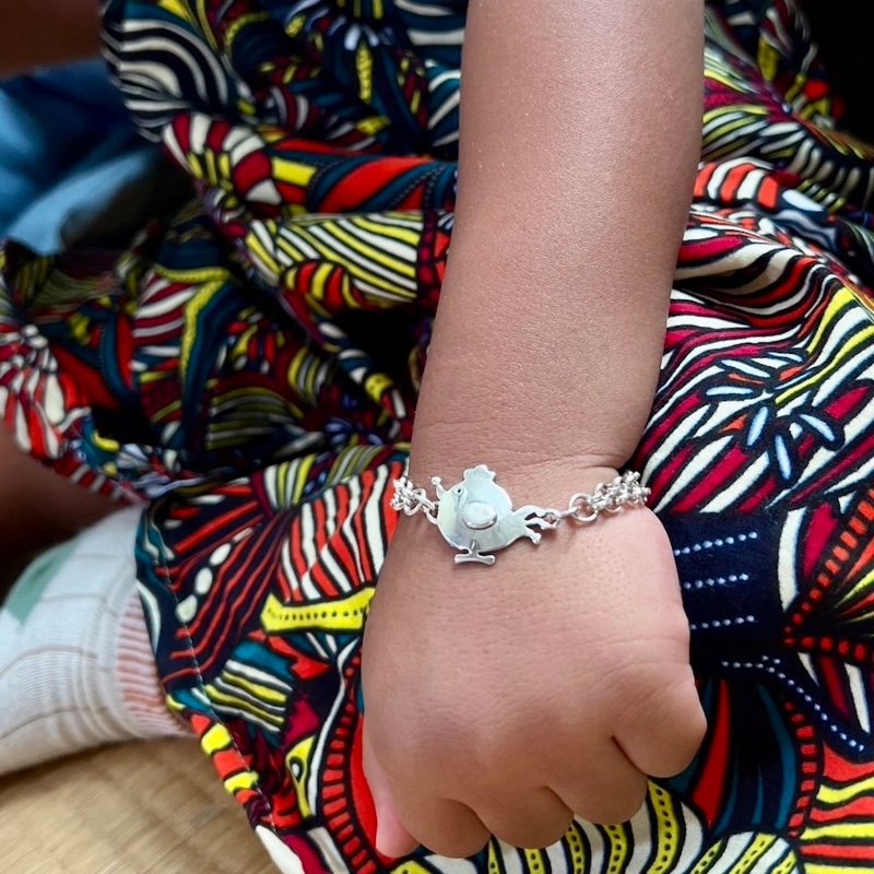 十二生肖可爱小鸡,手工纯银弥月手链~王冠小鸡~宝宝第一件纯银饰! - 婴儿饰品 - 银 