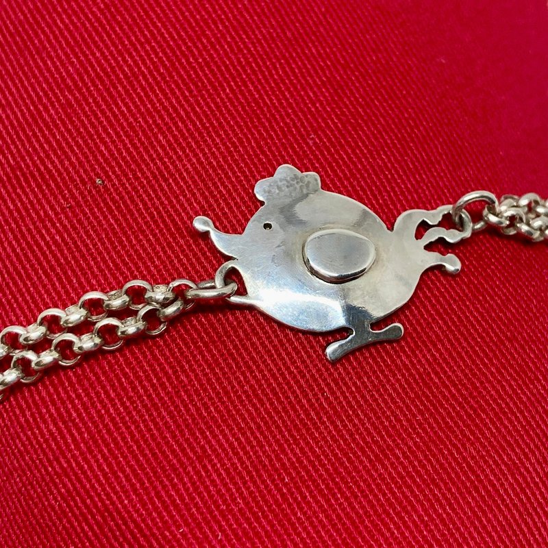 十二生肖可爱小鸡,手工纯银弥月手链~王冠小鸡~宝宝第一件纯银饰! - 婴儿饰品 - 银 