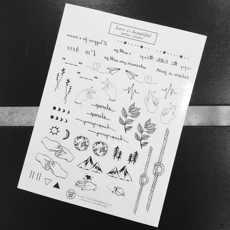 手绘/刺青/纹身贴纸/Love Is Beautiful/Tattoo Sticker/爱情/友情 - 纹身贴 - 纸 黑色