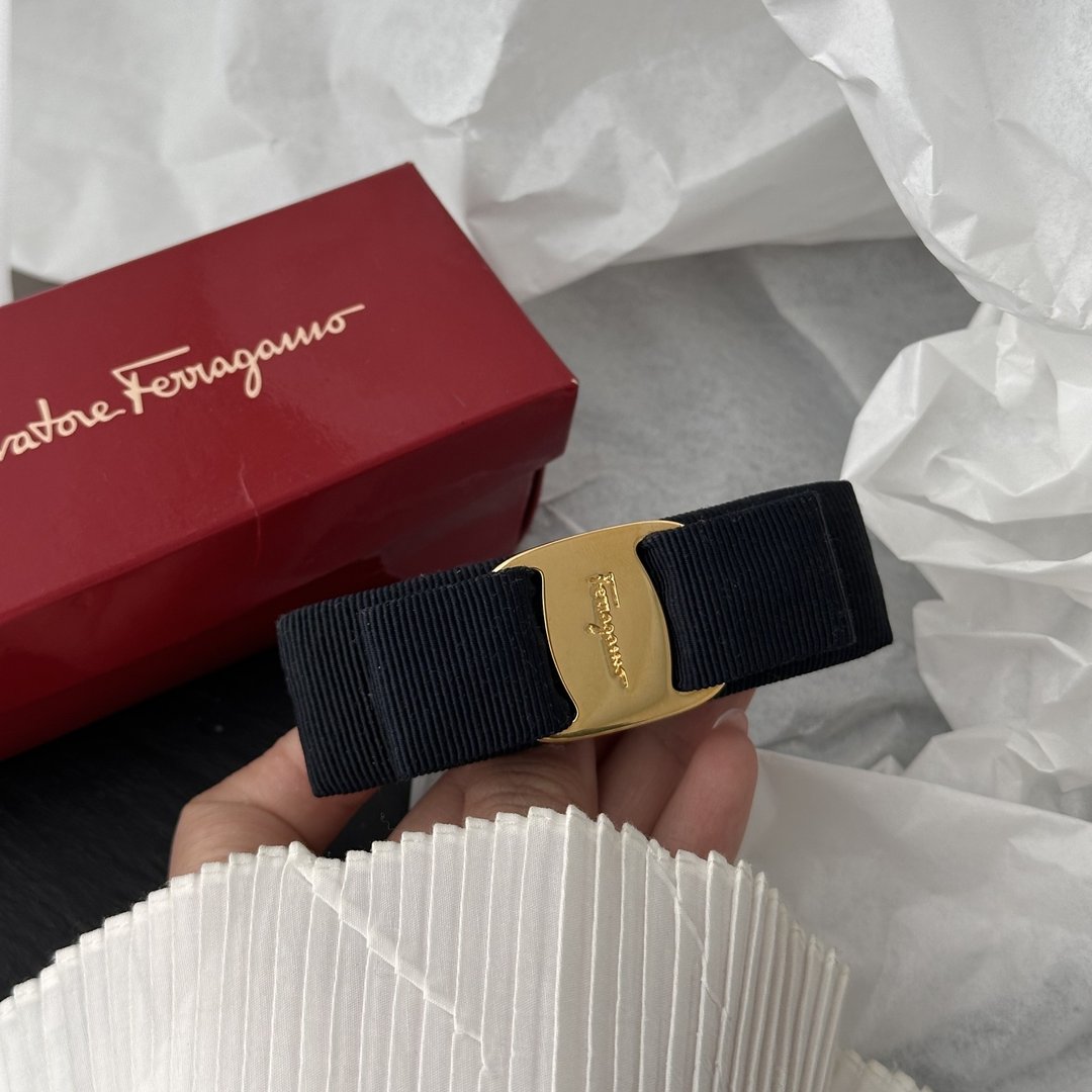 Salvatore Ferragamo 菲拉格慕 Vara 蝴蝶结 尼龙帆布 发夹 - 发饰 - 棉 黑色