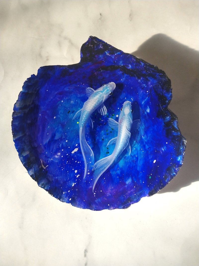 纯手绘星空鱼3D树脂画 万顷星河都是我赠予你的见面礼 永生鱼 - 摆饰 - 树脂 