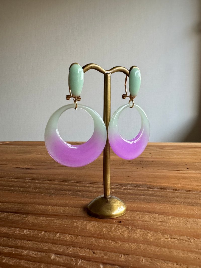 双色大尺寸耳针 (浅蓝紫罗兰色) 适用于舞蹈 防掉落 0058 - 耳环/耳夹 - 其他金属 蓝色