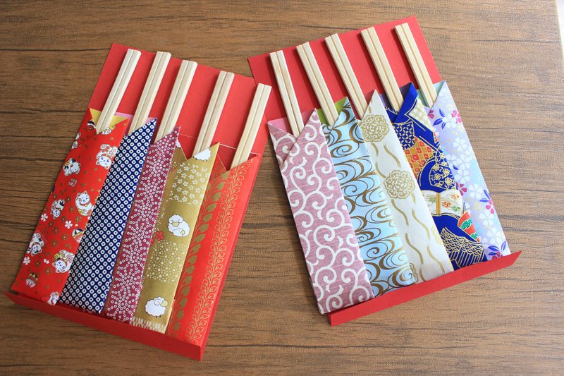 Chopstick case3 Traditional Japanese patterns origami sleeves Set of 10 - 筷子/筷架 - 纸 