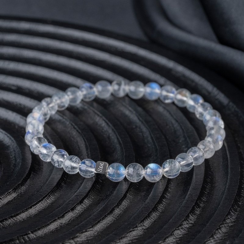 顶级强蓝月光石 | 天然水晶能量手串 | 5.5-6.0mm  D14301 - 手链/手环 - 水晶 蓝色