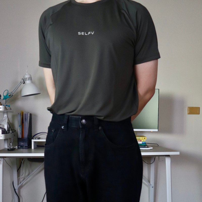 TrusFit系列 Raglan 训练短袖上衣 - 石墨绿 - 男装运动衣 - 聚酯纤维 绿色