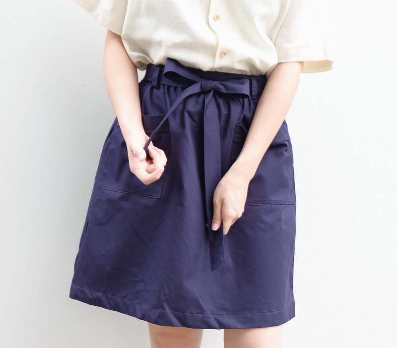 Butter B. Skirt - Blue color - 裙子 - 棉．麻 蓝色