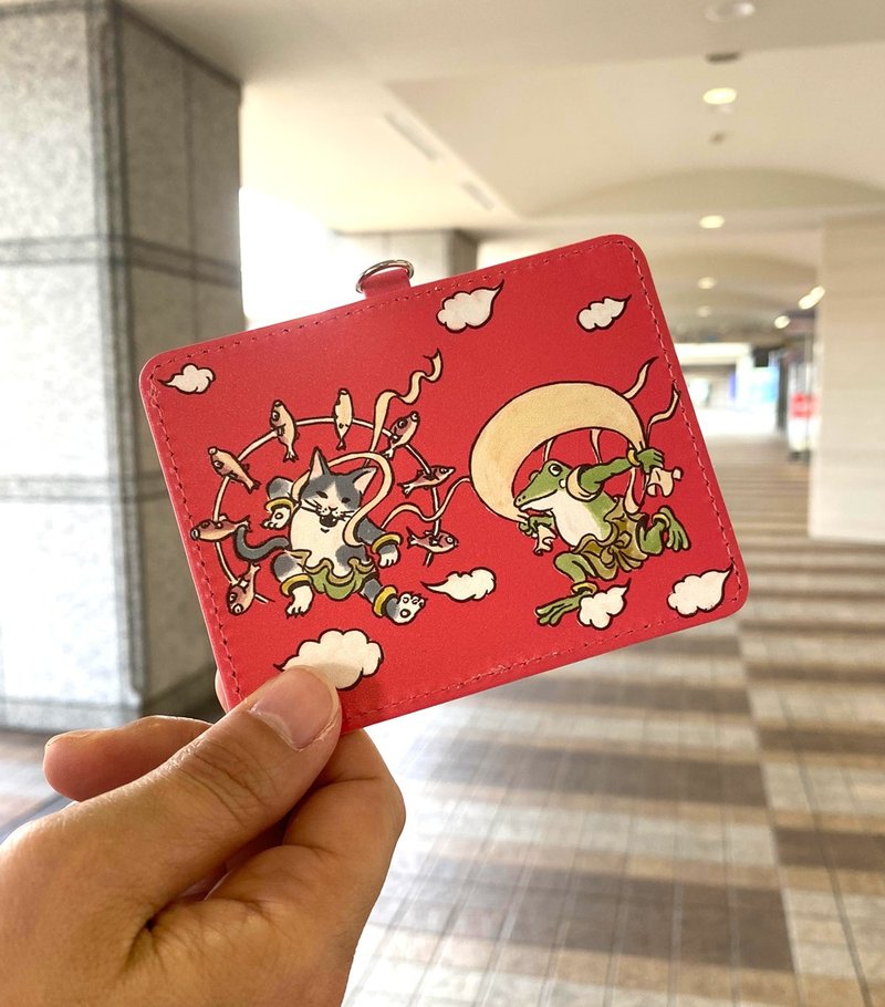 Cat and blue frog pass case red - 证件套/卡套 - 其他材质 红色