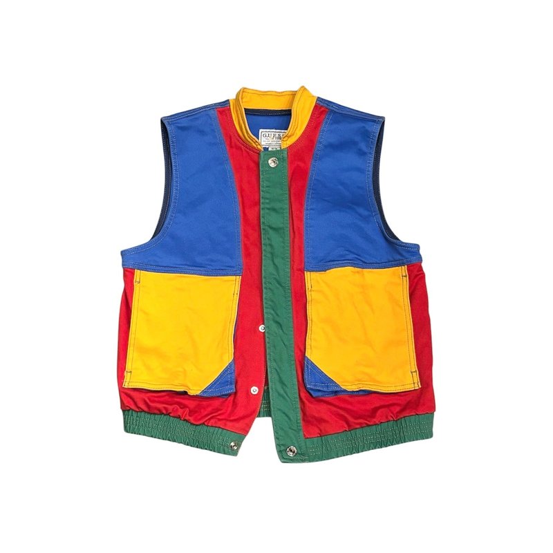 Second hand 美国 Guess 彩色拼接棉质背心 - 女装背心 - 棉．麻 多色