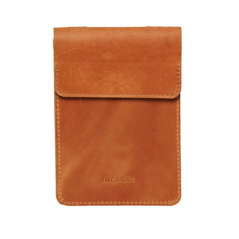 干邑色复古皮革手机包 – 斜挎包 - 侧背包/斜挎包 - 真皮 橘色