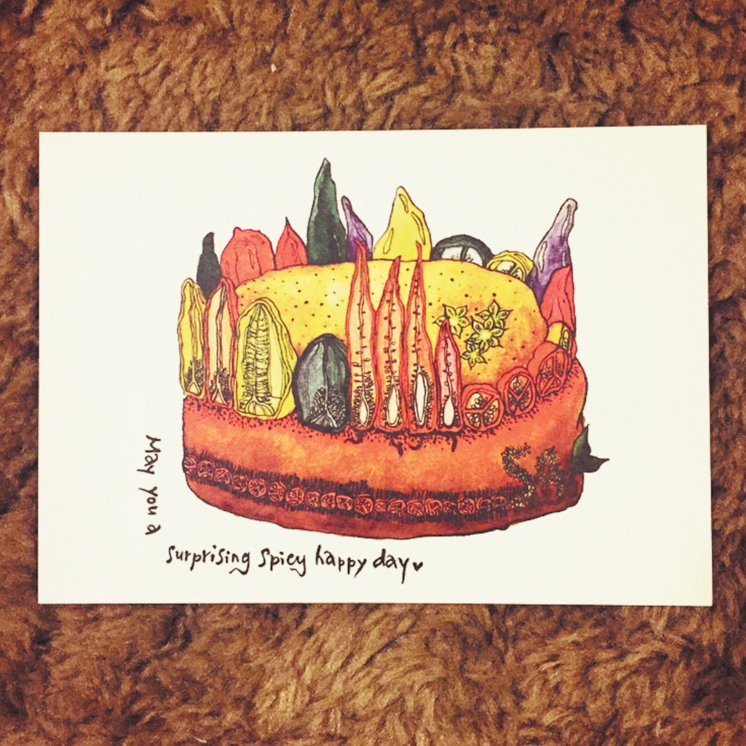 九十九疯狂蛋糕插画计划 - 手绘明信片 / Spicy Hottie - 卡片/明信片 - 纸 