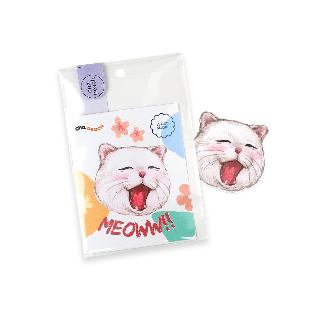 Roaring Cat- Sticker Di-cut Water color Painting Print on PCV Waterproof - 贴纸 - 其他材质 粉红色