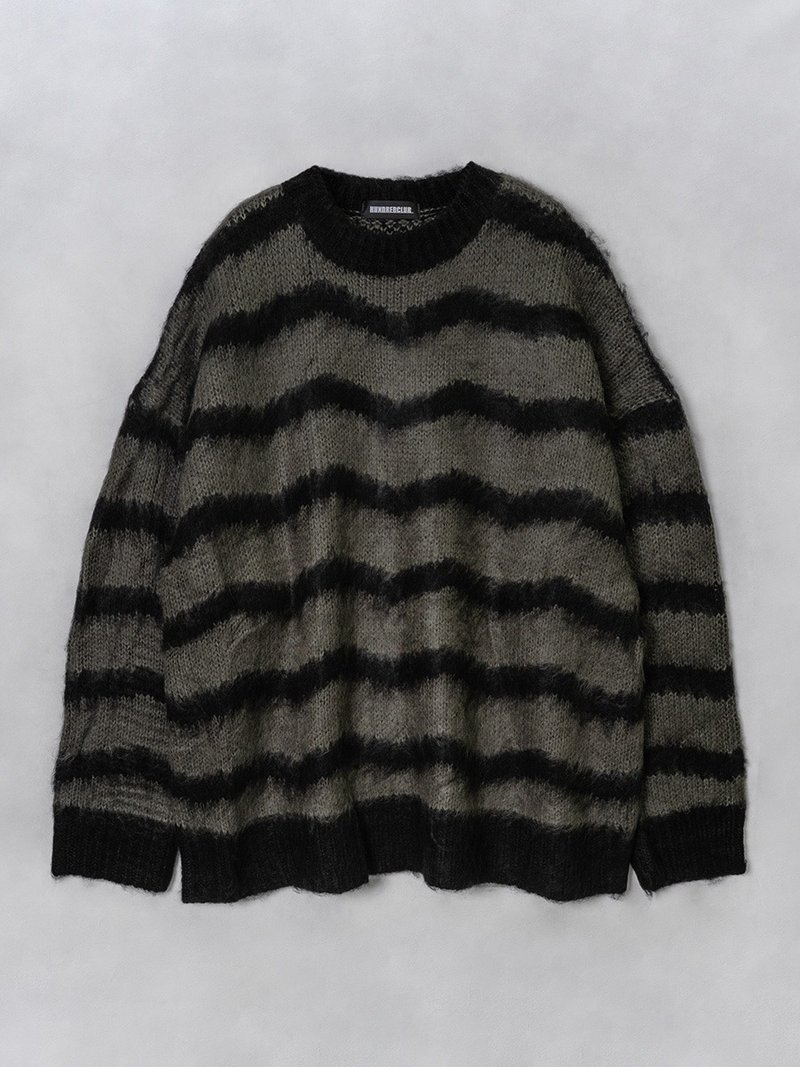 马海毛针织衫 / 黑色 / 灰色 / F 尺寸 / hundredclub / hrc-kn0003 - 男装针织衫/毛衣 - 其他人造纤维 黑色